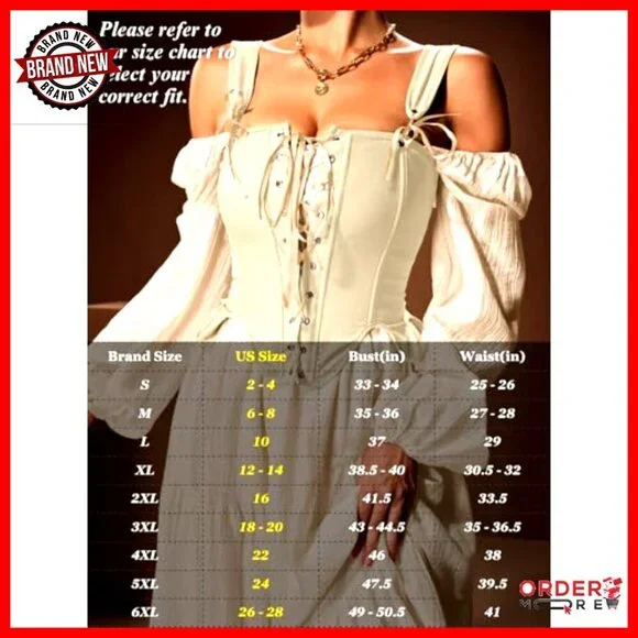 Vintage Corset Top Stretchy Lace-Up Bustier Ren Faire Casual Outfit - Picture 6 of 7